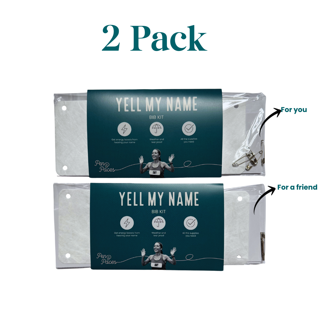 Pen & Paces: Yell my name bib kit, Custom race name bib, Custom Name Bib