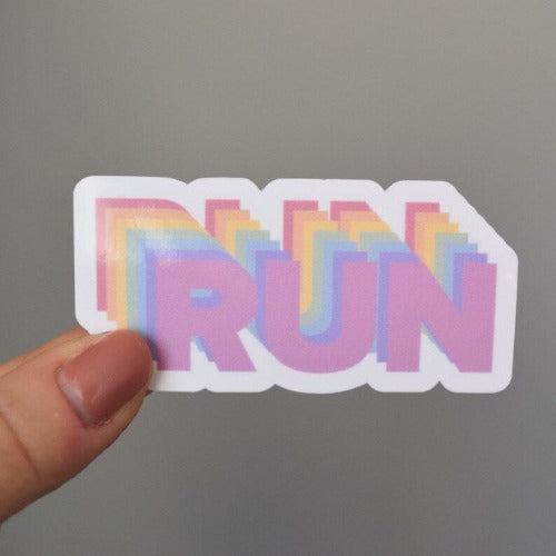 Pastel Rainbow RUN Sticker