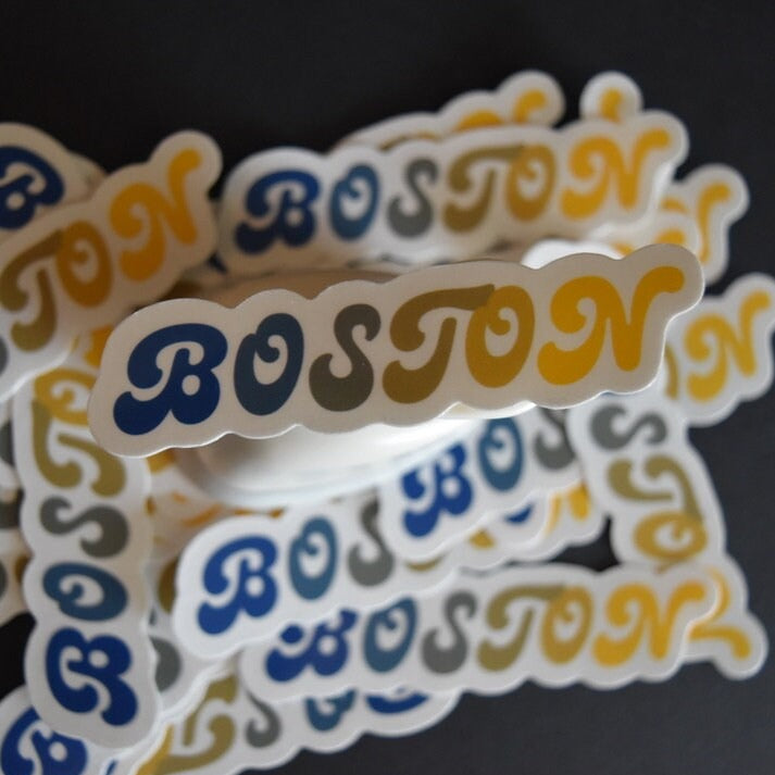 Boston Sticker - Scripted Font