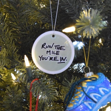 "Run The Mile You're In" Christmas Ornament - Circle Shape