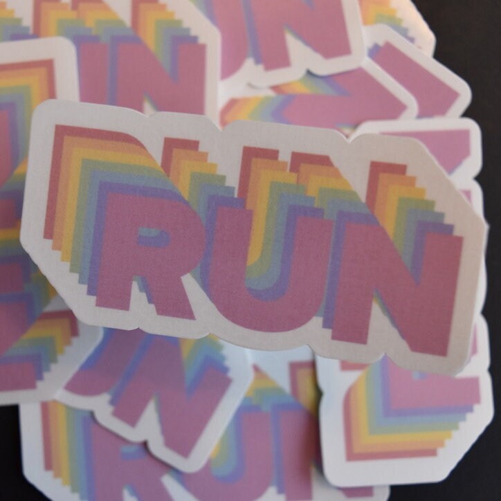 Pastel Rainbow RUN Sticker